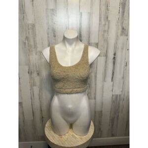 Fuzzy cropped tan top size small